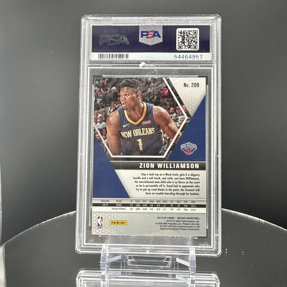 2019 Panini Mosaic #209 Zion Williamson RC Rookie PSA 9 Mint – Pelicans